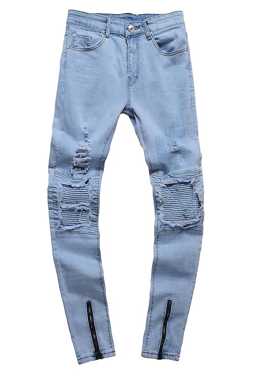 Minetom Hombre Jeans Pantalones Moda Vaqueros Rotos Slim Fit Con