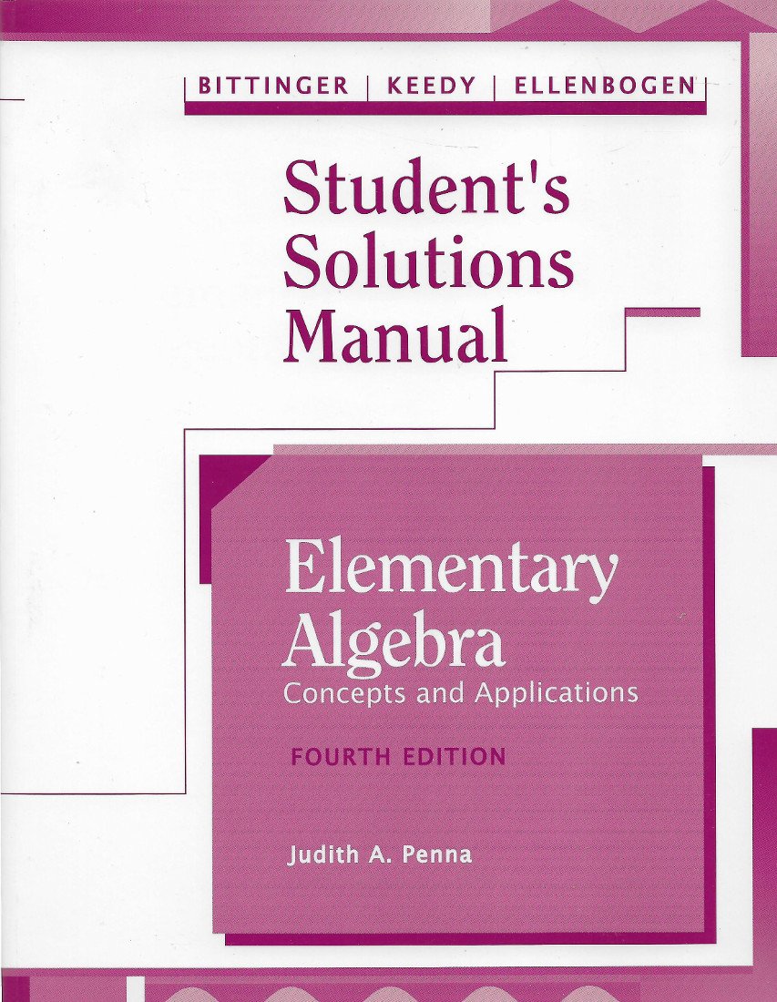Students Solutions Manual to Elementary Algebra: Concepts and App Paperback