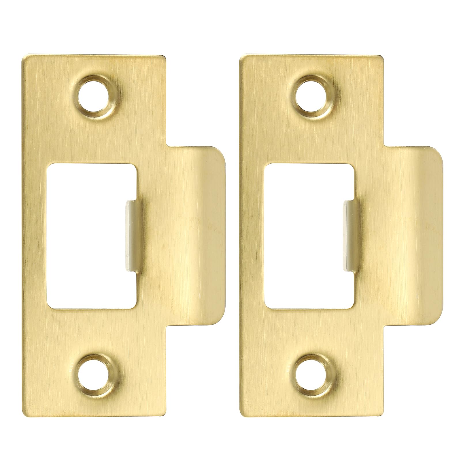 PATIKIL 2-3/4" Door Lock Strike Plate,2 Pcs Stainless T Strike Deadbolt Strike Plate,Door Backplate for Interior Exterior Door Use(Large Hole), Gold