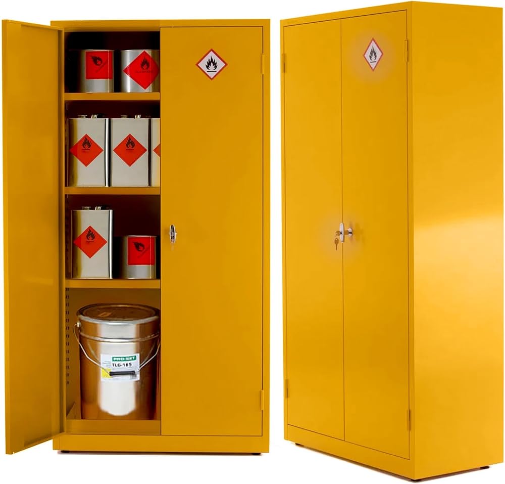 Horison Industries COSHH Cabinet Yellow Fireproof Flammable Storage