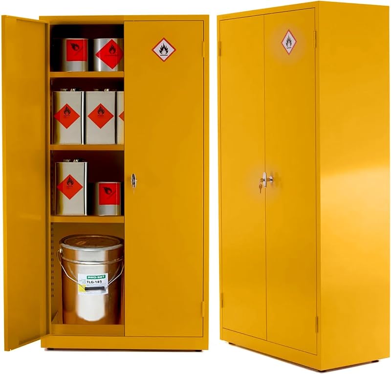Horison Industries COSHH Cabinet Yellow Fireproof Flammable Storage