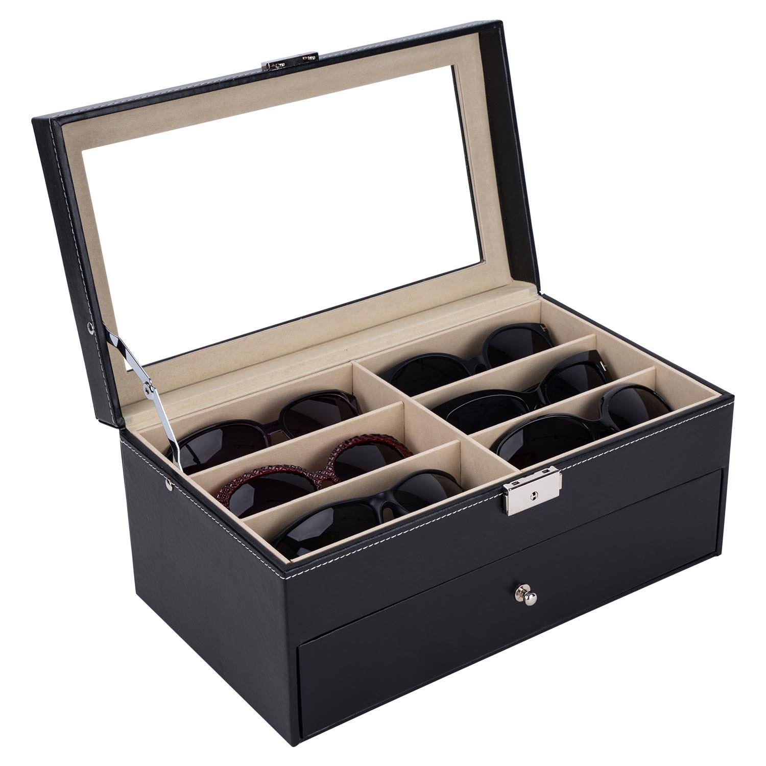 AUTOARK Leather 12 Piece Eyeglasses Storage and Sunglass Glasses