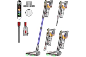 DIFFULL Cordless Vacuum Cleaner, 580W 48KPA 60 Mins Vacuum Cleaners for Home, Stick Vacuum with 1.8L Large Dust Cup, Wall Mount Charging, Anti-Tangle Wireless, Green Light for Pet Hair, Carpets, Hardwood