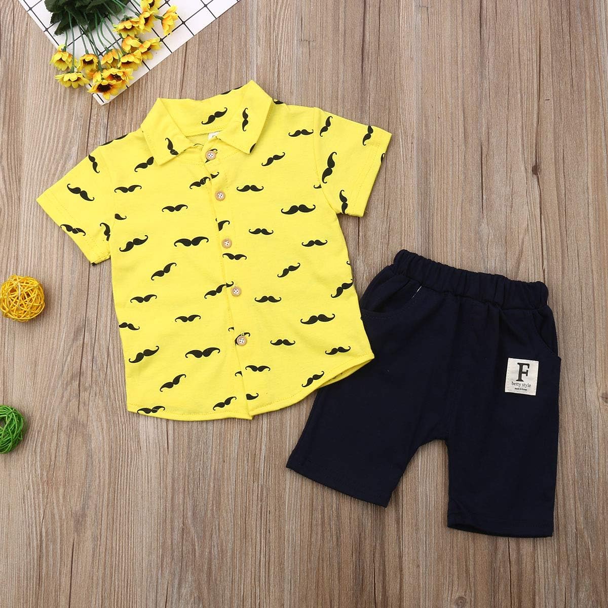 Geagodelia 2tlg Kinderkleidung Babykleidung Set Kinder Baby Jungen Kleidung Outfit Kurzarm Hemd Top Shorts Kleinkinder Weiche Strand Babyset T-34860