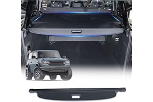 AceRide Retractable Cargo Cover Compatible with Ford Bronco 4 Door 2021 2022 2023 2024 2025（Not for Bronco Sport）, Anti-Peeping Rear Trunk Cover Luggage Privacy Security Shield Shade(Canvas) ﻿