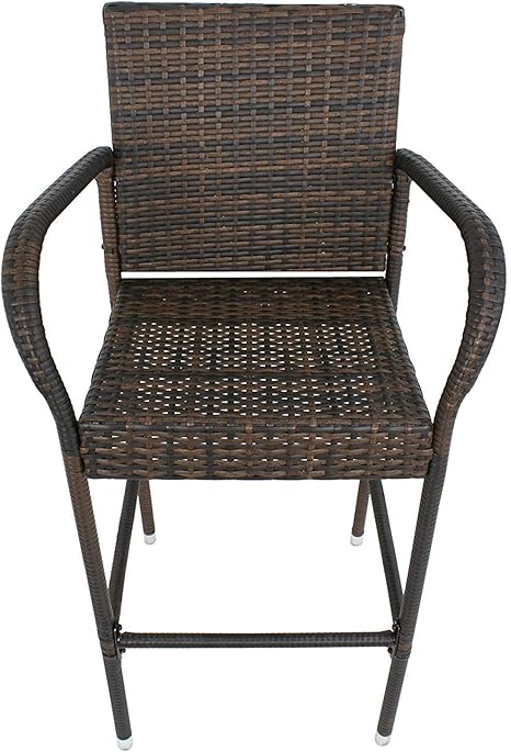 LY7 Wicker Barhocker Stühle Draussen Hinterhof Rattan Stuhl Eisenrahmen