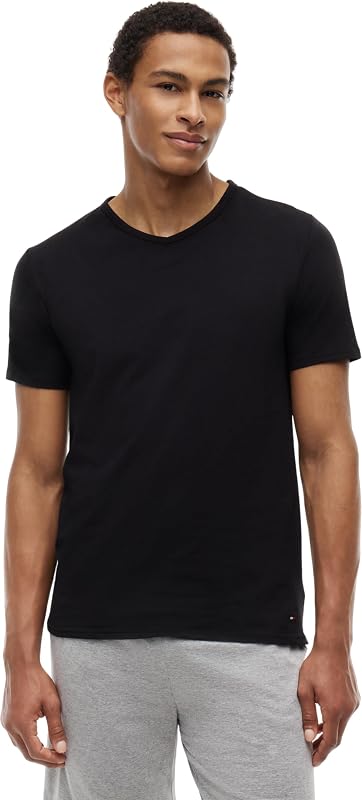 T-Shirts Manches Courtes Lot de 3 Homme Stretch Col en V, Multicolore (Black/White/Grey Heather), M — photo 4 sur 8