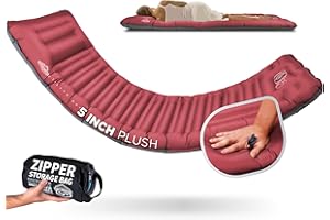 ZOOOBELIVES Camping Sleeping Pad with Built-in Pump & Pillow, 5-Inch Thick, 27-Inch Wide, Ultralight Inflatable Camp Mat with
