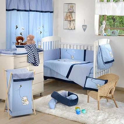 Amazon Com Blue Winnie The Kite Pooh Crib Bedding Set 4pc