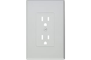 TayMac MW2500W Single-Gang Wallplate Non-Metallic Decorator Cover One Grounded Duplex, White Smooth(Pack of 5)
