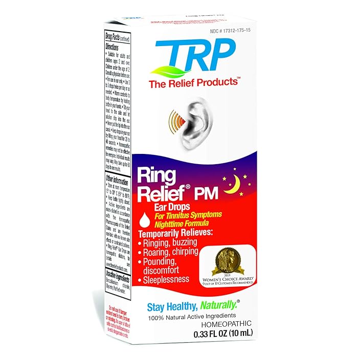 Ring Relief PM Ear Drops for Ringing in The Ears and Tinnitus Symptoms, Night time Formula