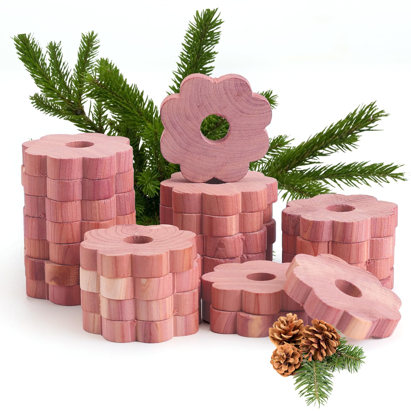 Yizhet Cedar Moth Repellent 24 Pieces Floral Rings in Cedar Moth Repellent Natural Cedar Moth Repellent Moth and Cedar for Moth Protection for Wardrobe, Drawers and Wardrobe, 757209