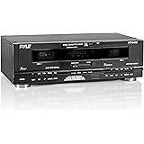 Pyle Home Digital Tuner Dual Cassette Deck | Media Player | Music Recording Device with RCA Cables | Switchable Rack Mounting