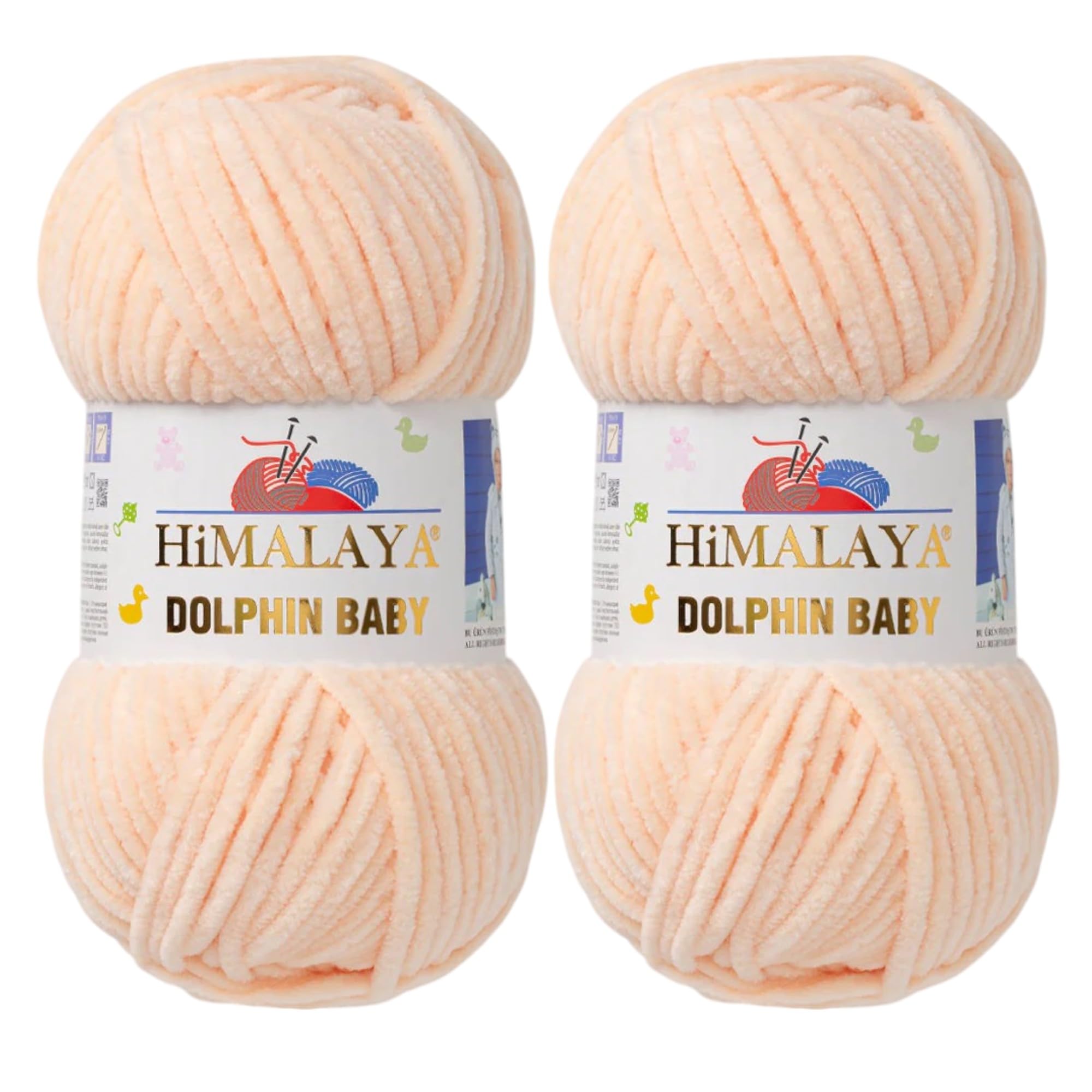 Photo 1 of 2-Pack Himalaya Dolphin Baby Yarn – Velvety Soft Chenille Yarn for Plush Amigurumi Toys, Baby Blankets, and Cozy Crochet & Knitting Projects (80333)