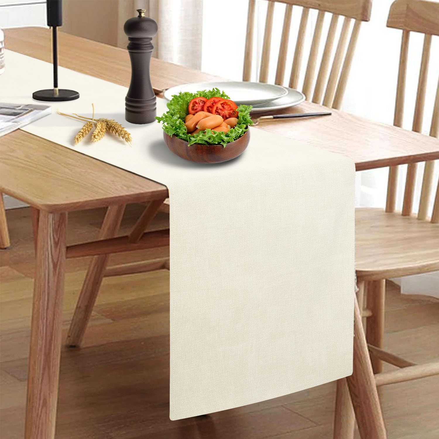 Photo 1 of Rinpon Table Runner, Thick Farmhouse Table Runner, Dresser Runner, Rustic Table Runner for Kitchen Dining Room, Bedroom, Living Room, Indoor and Outdoor (White)