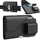 CoverON Holster with EarBuds Holder for Google Pixel 10 9 Pro XL 9a /8 Pro 7 Pro 6 Pro/Pixel 7 6 5A 4 XL Phone Case Belt Clip Earphones buds Slot Carrying Leather Pouch Bag (Fits Otterbox or any Case)