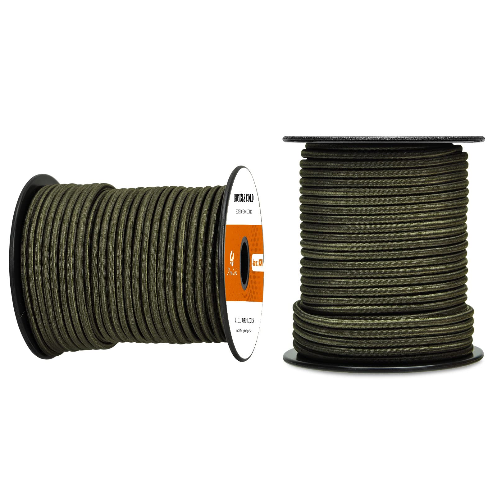 Abma Cord Bungee Cord 4mm 30M Elastic Shock Cord 100% Stretch Elastic Bungee Rope for Tarpaulin, Trailer, Backpack, Tent Pole, Kayak - Army Green — image 1
