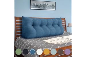 WOWMAX Large Bolster Triangular Positioning Support Reading Backrest Wedge Pillow Headboard Pillow for Day Bed Bunk Bed with Removable Cover, Gifts for Mom Queen Sky Blue