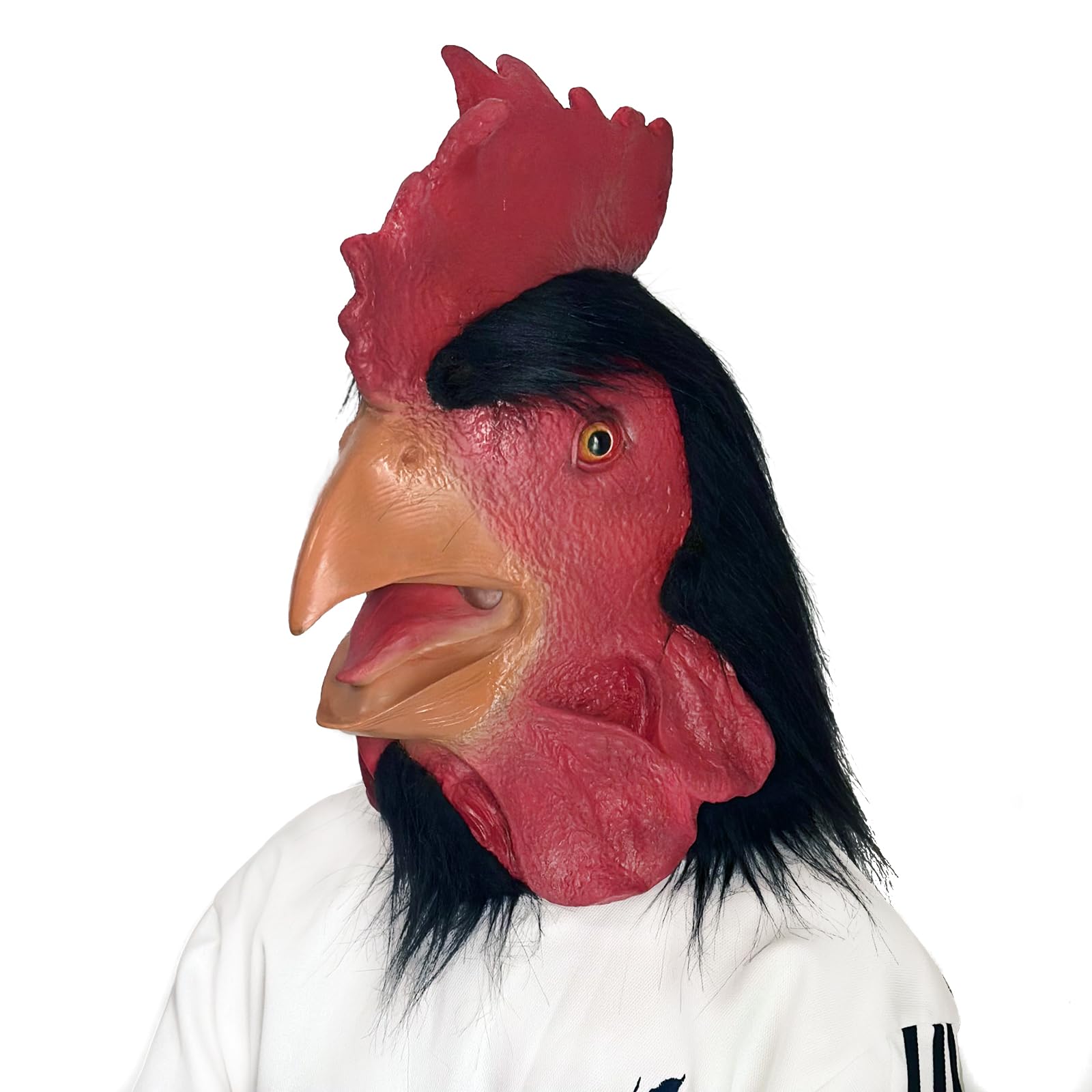 Lubber Rooster Animal Head Mask For Halloweem Costume Cosplay, Latex Funny Mask for Kids and Adult Christmas, Thanksgiving Gift (black)