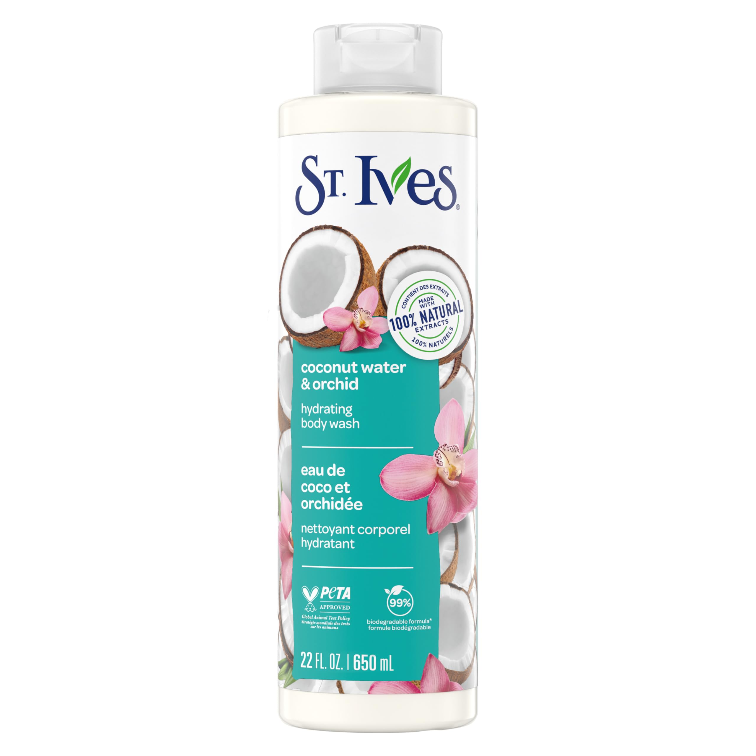St. Ives Hydrating Body Wash, Coconut Water and Orchid (650ml) Made with 100% Natural Extracts