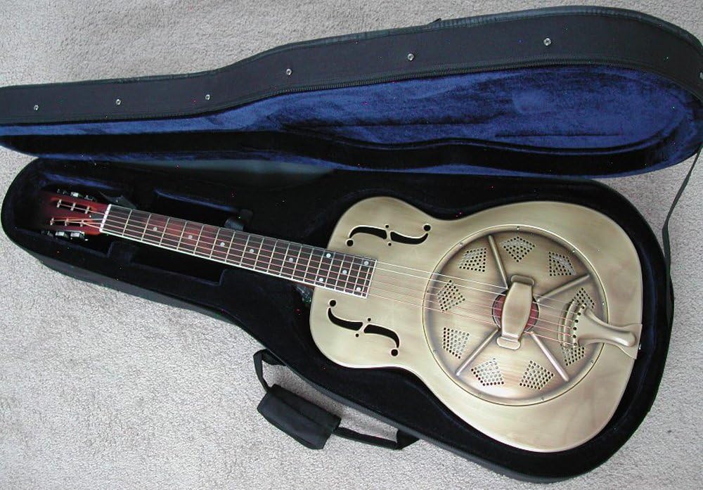 Aiersi Golden Brass Resonator Guitar Classic Single Cone Palm Tree