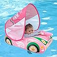 Swimbobo Toddler Pool Float Pink Inflatable Airplane Car Baby Swim Float with Water Gun and Safety Seat Pool Toys for Kids 3+ Years Old