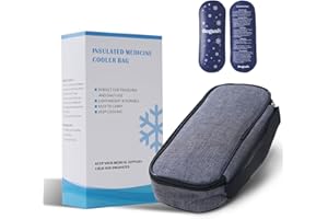 Bogush Insulin Cooler Travel Case with 2 Ice Packs for Insulin Pen Diabetic Medical Cooler Bag Portable Medication Cooler Bag for Insulin Pens and Blood Glucose Monitor Supplie Gray