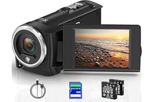 LOENTIR Video Camera QHD 2.7K 50MP Camcorder 16X Digital Video Camera for YouTube, 2.8'' 270 Degree Rotation Screen Video Recorder Vlogging Camera with 32GB Card and Two Batteries