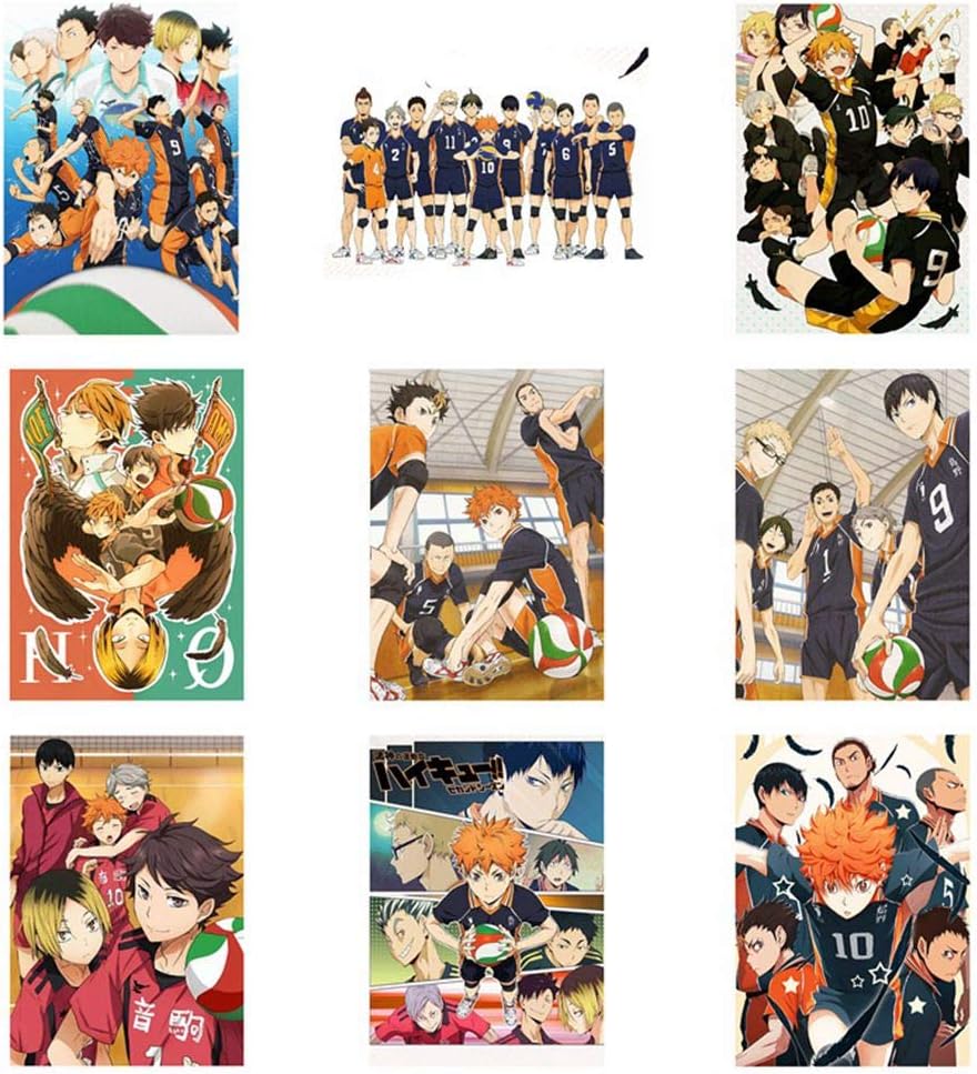 PORTOWN Haikyuu Poster Anime Character Poster Sport Volleyball Hanging Painting Wall Art Decor, 16.5in x 11.8in(9 Pack)