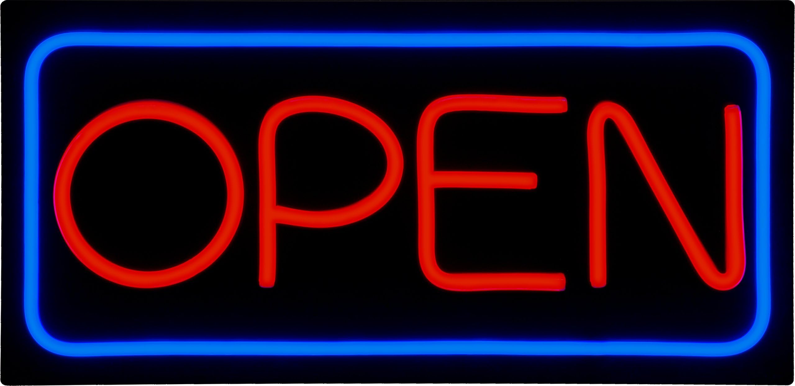 LED Open Sign BD32-5 - BuyDirectSign - Jumbo 32x16 - Red & Blue, PVC Foamboard - Remote Control - Very Bright! - Bar, Nail Salon, Hotel, Convenience Store, Vape Shop, Smoke Shop, Any Business!