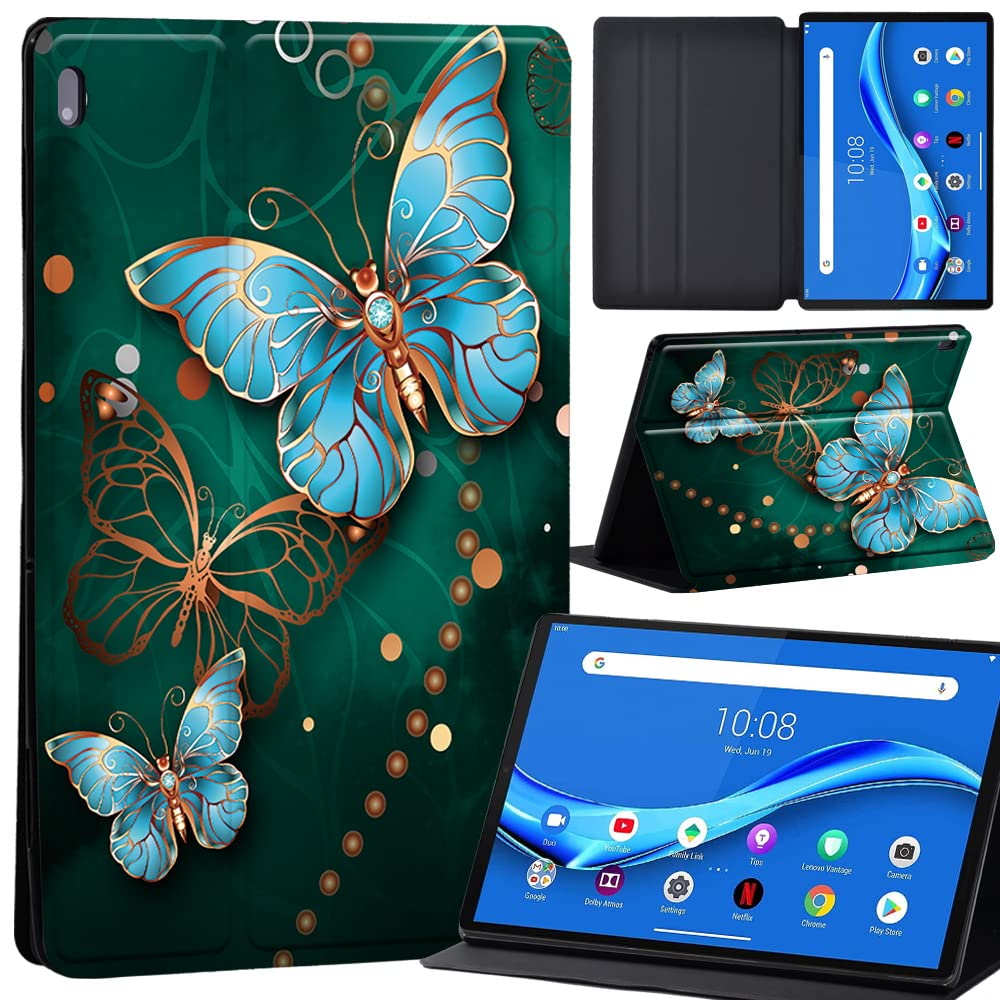 Case For Lenovo Tab M10 FHD Plus 10.3 inch (TB-X606X TB-X606F) Leather Case with Auto Wake-up, Flip Case for Lenovo Tab M10 FHD Plus Cover (metal butterfly)