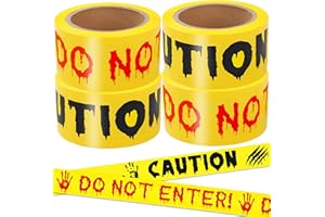 ROSULASI 4Pcs Halloween Decorations Caution Tape 2Inx328Ft Do Not Enter Caution Scary Hazard Warning Tape Indoor Outdoor Barricade Safety Spooky DIY Decorative Home Party Supplies Door Danger Zones Office Yard