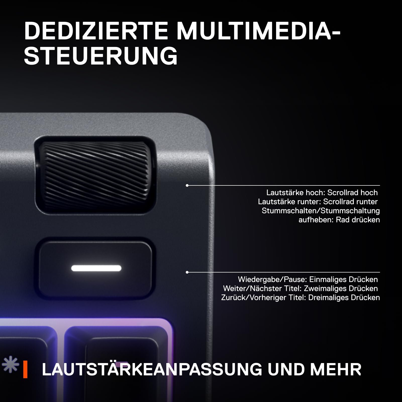 SteelSeries Apex 3 Gaming Tastatur - 10-Zonen RGB-Beleuchtung - Flüsterleise Gaming-Switches - Premium magnetische Handballenauflage - IP32 wassergeschützt - Deutsches (QWERTZ) Layout 6