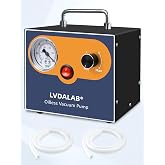 Adjustable 15L/Min Oilless Diaphragm Lab Vacuum Pump, Filtration&amp;Degassing | Universal 110V-220V, Oil-Free, Low Noise, 0.085MPa, w/2 Silicone Hoses for Lab Filtration, Solvent Recovery &amp; Resin Degassing