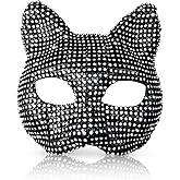 SlendyPop Cat Costume for Women - Collar Choker, Gloves, Rhinestone Mask, Tail & Accessories