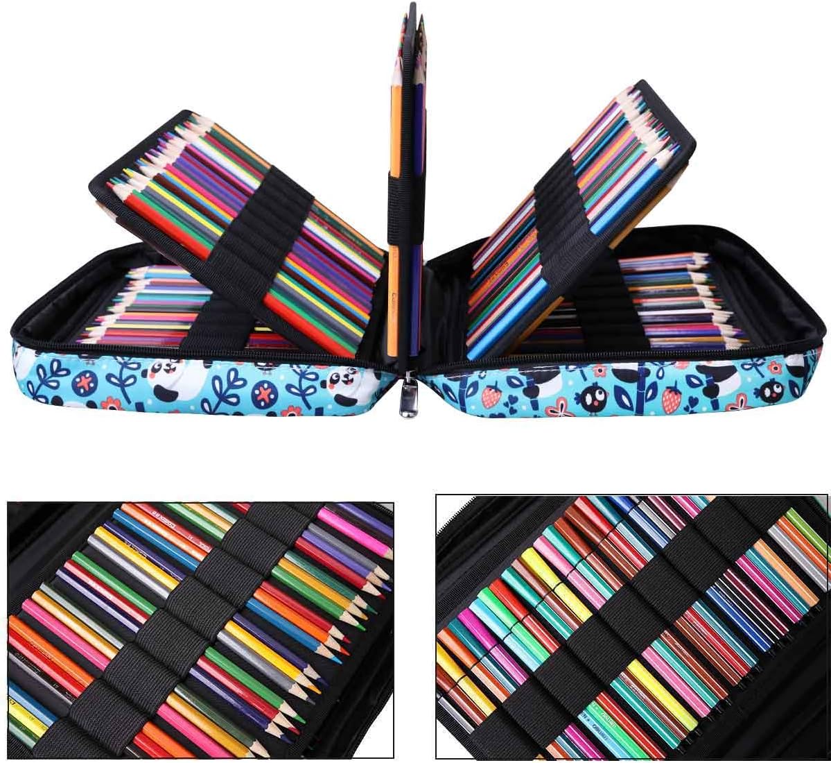 JAKAGO Drawing Pencil Case,Large Capacity Pencil Cases Hold 220 Colored Pencils,Portable Painting Waterproof Storage Stationery Bag,Great Gift for Student Artist (Panda) - Image 3