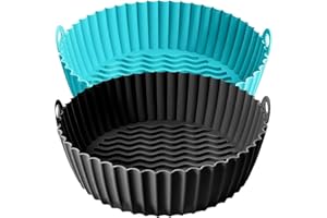 FROVEN 8 Inch Air Fryer Liners for Ninja AF100 AF101 AF150 AF161 AF171 (2 Pack) Round Silicone Inserts with Handles for 3–6 Q
