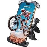 SUPERONE Bike Phone Holder, [1s Lock] Motorcycle Phone Mount, [Anti-Shake] Handlebar Cell Phone Clamp, Scooter Phone Clip for Handlebars with Diameters 0.65-1.2 in, Suitable for 4.7-7.2 in Phones
