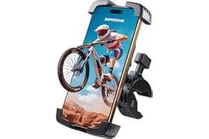 SUPERONE Bike Phone Holder, [1s Lock] Motorcycle Phone Mount, [Anti-Shake] Handlebar Cell Phone Clamp, Scooter Phone Clip for Handlebars with Diameters 0.65-1.2 in, Suitable for 4.7-7.2 in Phones
