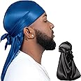 ForceWave 2 Pieces Silky Durag Pack for Men Women Waves, Premium Satin Deluxe Du-rag