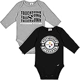 Gerber NFL unisex-baby Nfl 2-pack Long Sleeve Onesie Bodysuit