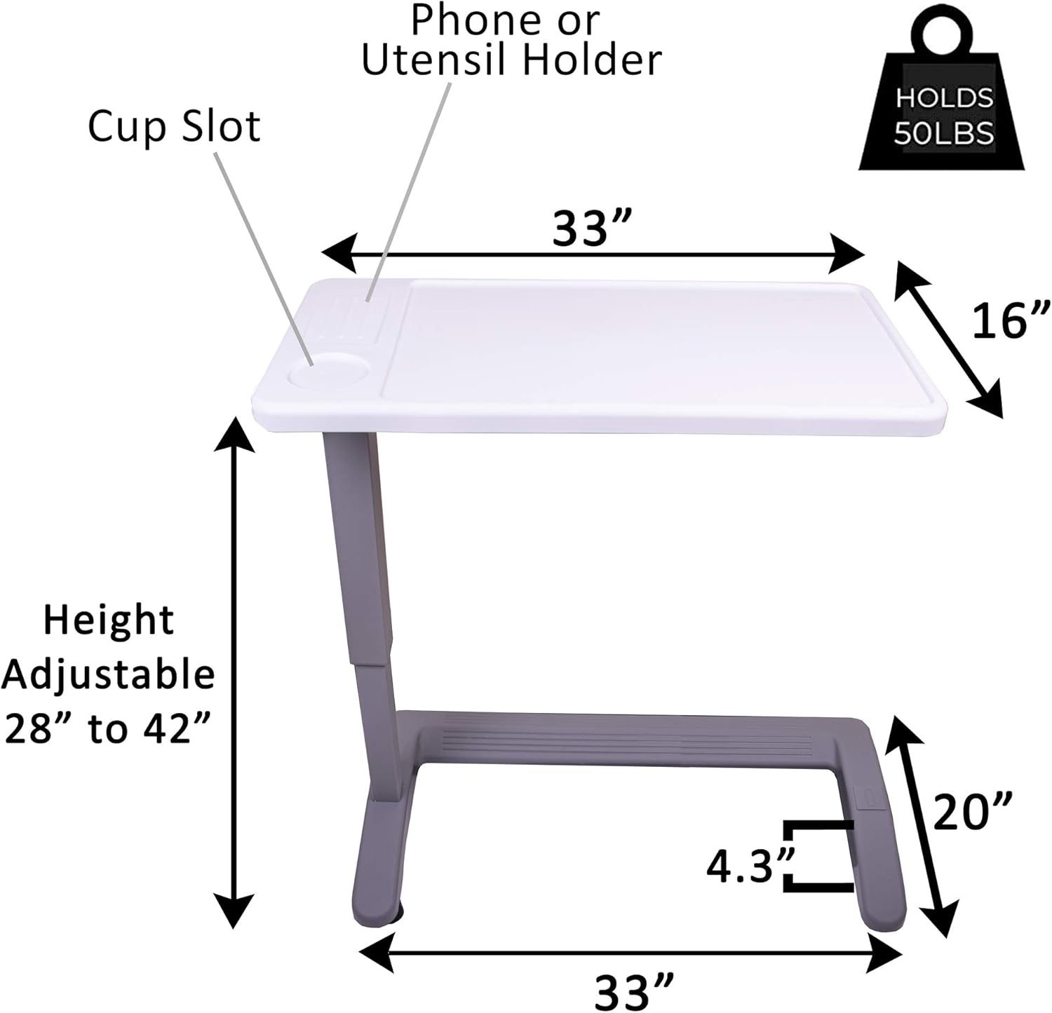 Carex Overbed Table and Hospital Bed Table - Table With Wheels - Over The Bed Table For Home Use and Hospital: Health & Personal Care