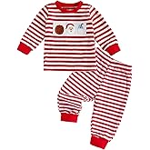 Userdefined Toddler Baby Girl Valentines Outfit Bowknot Print Sweatshirt Pocket Jogger Pants Cute Fall Christmas Clothes Set