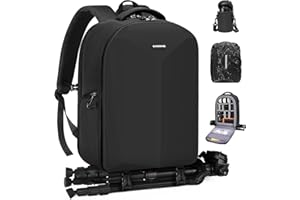 RAINSMORE Camera Backpack Bag Hard Shell for DSLR/SLR Professional Camera Case Photography Bag with Lens Case & Rain Cover