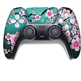 Cherry Blossom Custom PS-5 Controller Wireless for Play-Station 5 Console | Non-Modded, Front Print Only | Play-Station 5 Controller, PS-5 Wireless Controller, Controller for PS-5 &amp; PC | Hydro Dipped