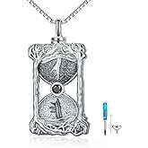 Reaii Hourglass Urn Necklace for Ashes 925 Sterling Silver Time Memory Hourglass Ashes Keepsake Pendant Cremation Jewelry Memorial Gifts for A Loss of Loved Ones