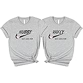 coreus Matching Shirts for Couples Hubby and Wifey T-Shirts Valentines Day Tshirts for Couples Matching Outfits Anniversary Tees Multi