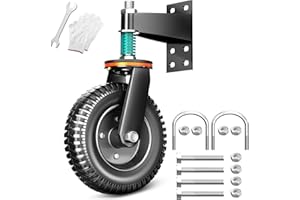 FVCLBZ 8 Inch Heavy Duty Fence Gate Wheel, Suitable for Metal Tube Gate, Wooden Door, Farm Gate Wheels, Capacity 750 lbs Spring-Loaded Caster, 360 Degree Rotation, Dual Mount Options (Straight/U-Bolt)