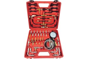 OKSTENCK Fuel Injection Pressure Tester Kit TU-443 Multifunction Fuel System Pressure Gauge 0-140 PSI for Cars and Trucks