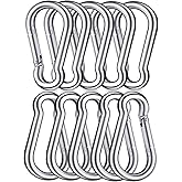 3 Inch Carabiner Spring Snap Hook Steel Clip Link Buckle Heavy Duty 8x80mm 10 Pcs for Outdoor Camping Hiking Hammock Swing, White